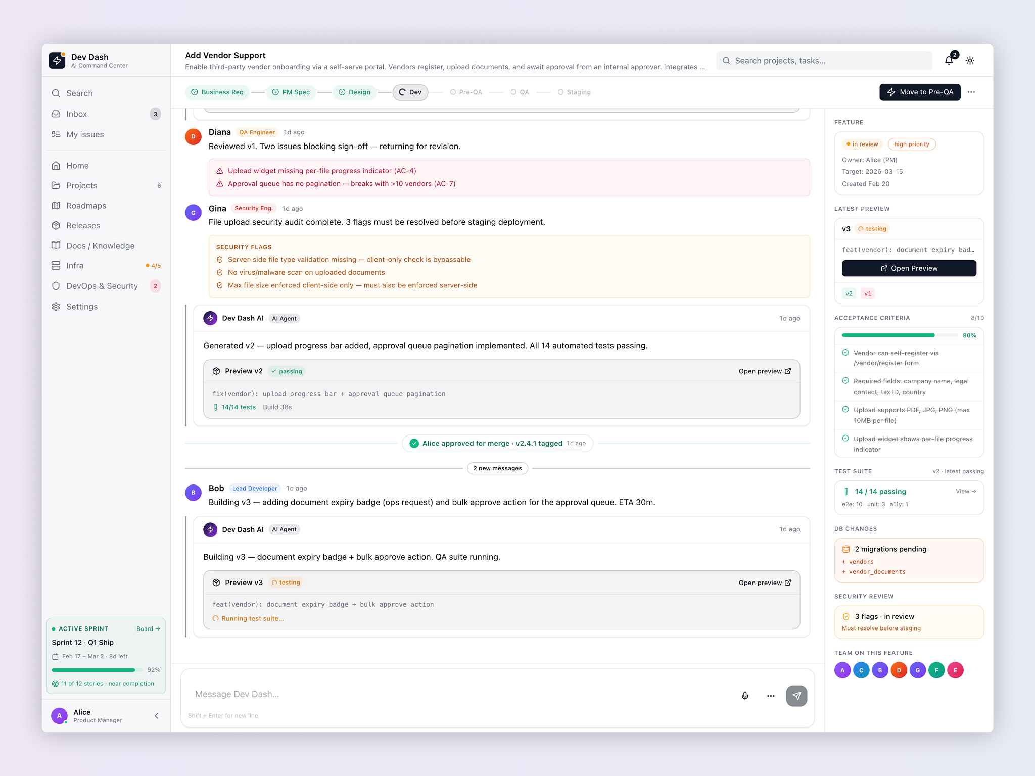 Feature View — AI-Assisted Spec-to-Ship Thread
